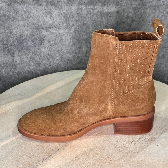 Dolce Vita Farlin Chelsea Bootie Size 7.5 Camel Brown Leather Pull On Boots - Picture 6 of 15